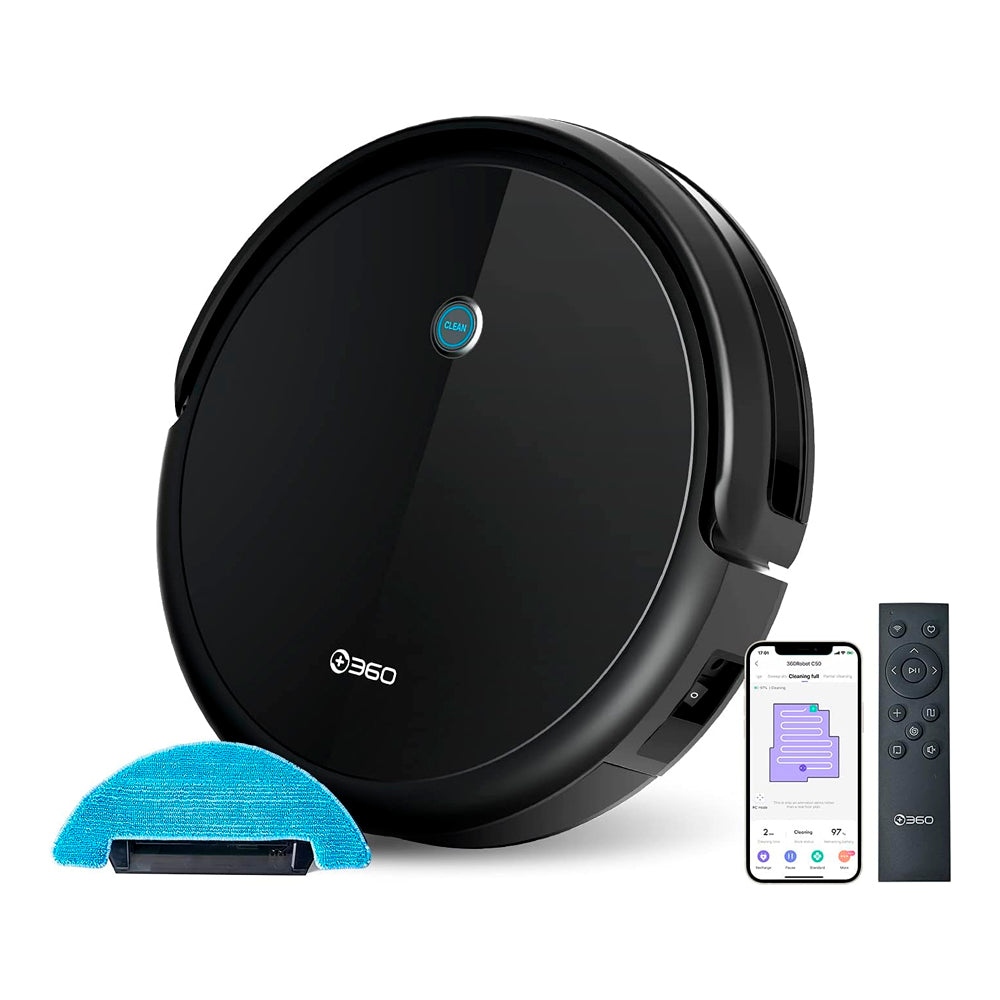 Robot Aspiradora Inteligente 360 Smart Life C50 Barre color Negro Trapea Y Autocarga