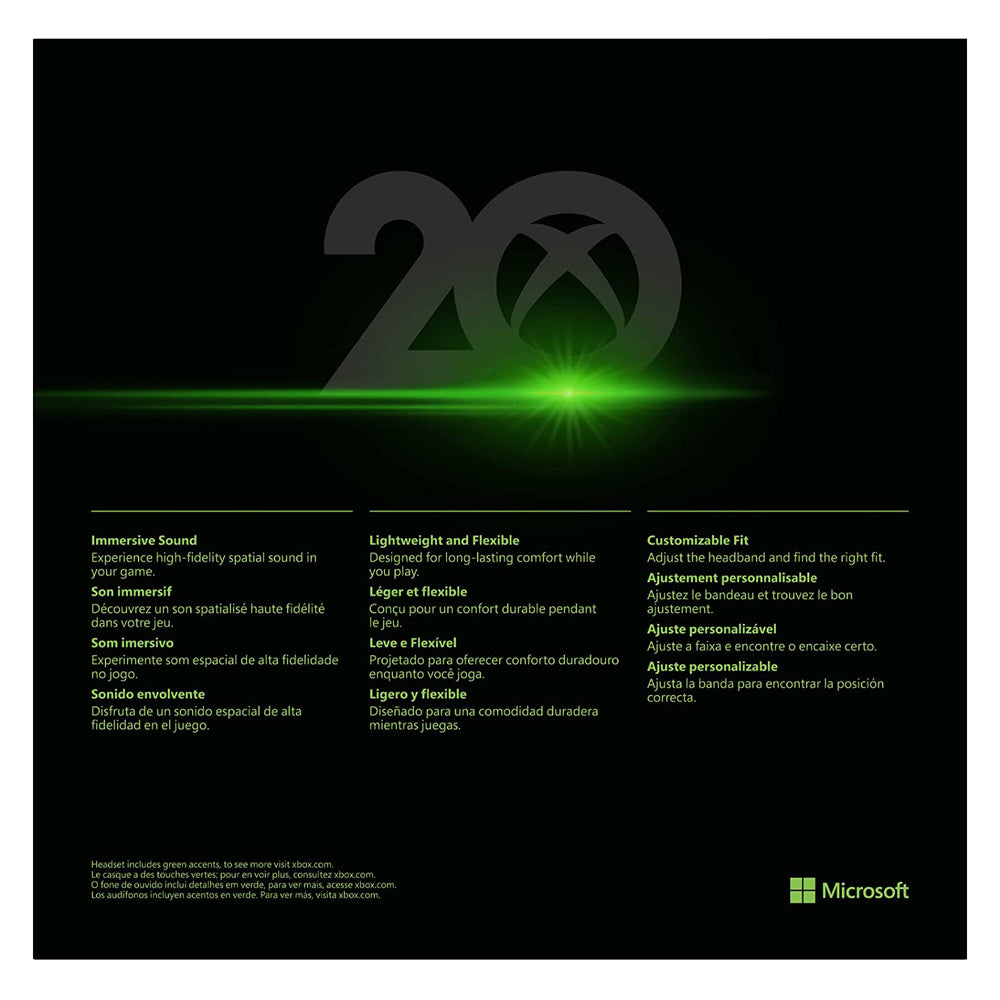 Audífonos Edición Especial Xbox Headset 20 Aniversario color Negro