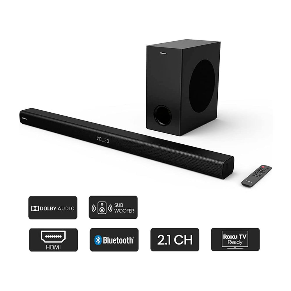 Barra de Sonido Hisense HS-218 color Negro Subwoofer Bluetooth Aux USB