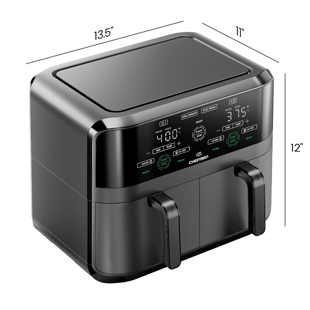 Freidora de Aire Chefman  Control Táctil Doble Cesta 3 Qts