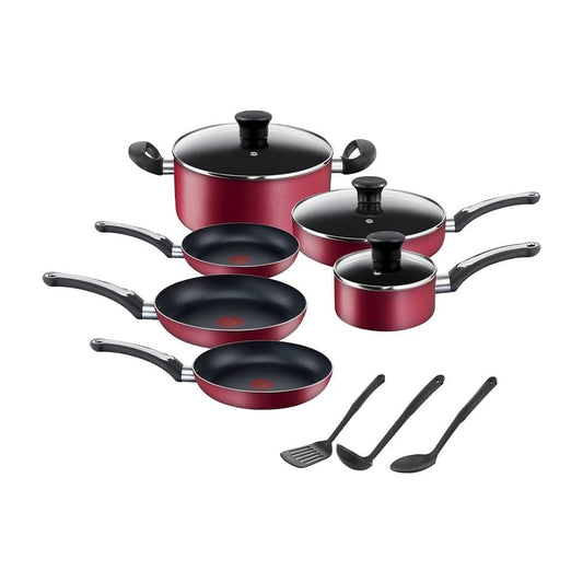 BATERIA DE COCINA TFAL DE 12 PIEZAS CHARACTER ROJA
